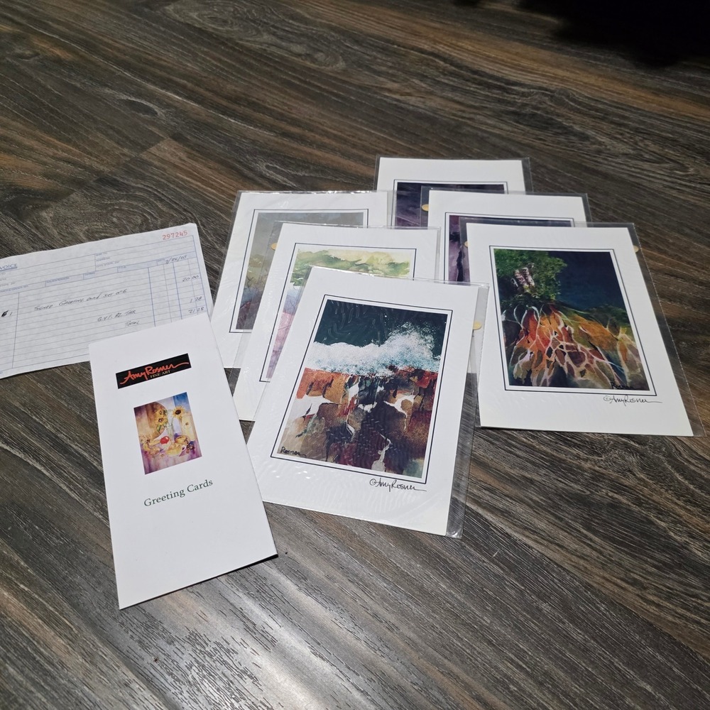 Amy Rosner Fine Art Signed Greeting Card Set of 6 Abstract Watercolor Nature